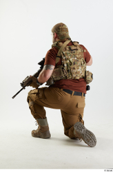 Whole Body Weapons-Rifle Man Pose with machine rifle White Army Athletic Bearded Studio photo references